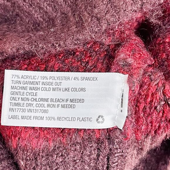 A New Day Fairisle Cozy Soft Sweater Fuzzy Burgundy Red XSmall XS Womens Crew - Picture 8 of 9
